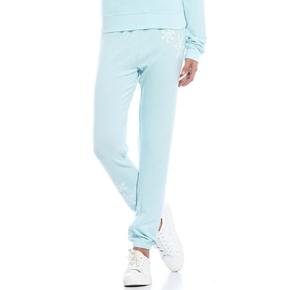 NWT Wildfox Ankle Length Straight Leg Pull-On Snowflake Joggers - Picture 3 of 3